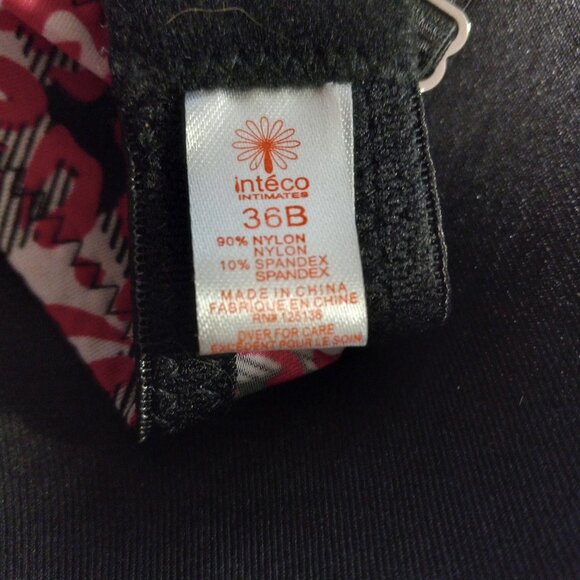 Inteco Intimates 36B 5 Padded Bra Panty Set Pink Black Adjustable Leopard Plaid - Picture 4 of 6